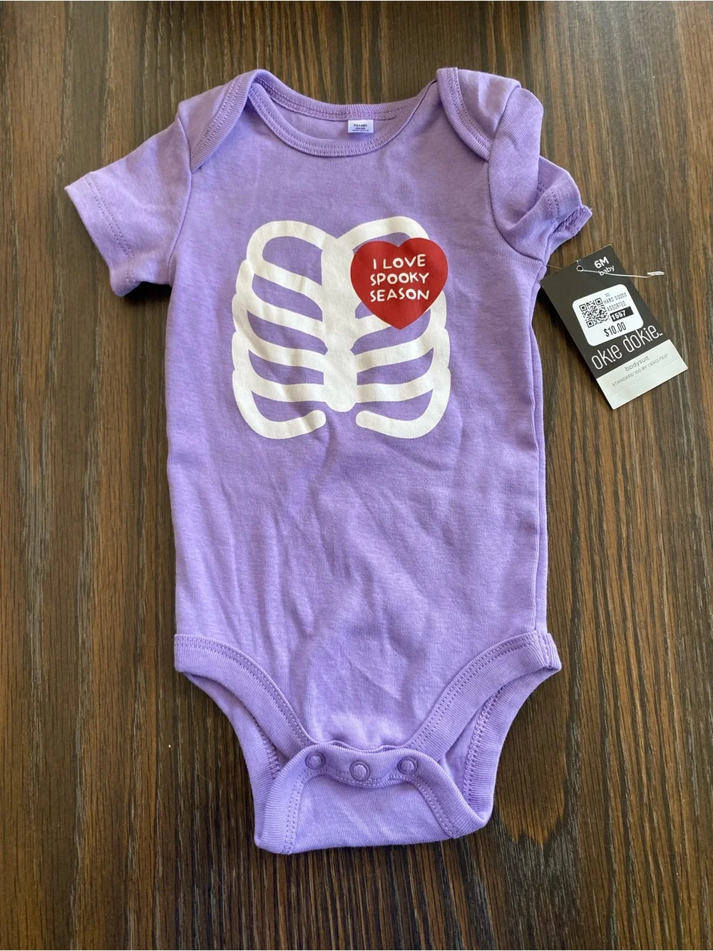 Okie Dokie Halloween Lavender 'I Love Spooky Season' Baby One-Piece Size 6 Mon